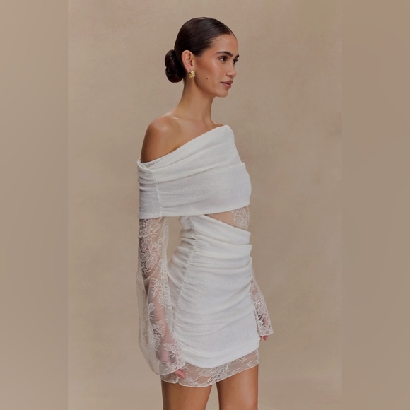 Meshki One Shoulder White Lace Dress - Picture 3 of 7